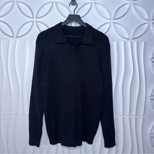 Dazy Soft V Neck Collared Sweater